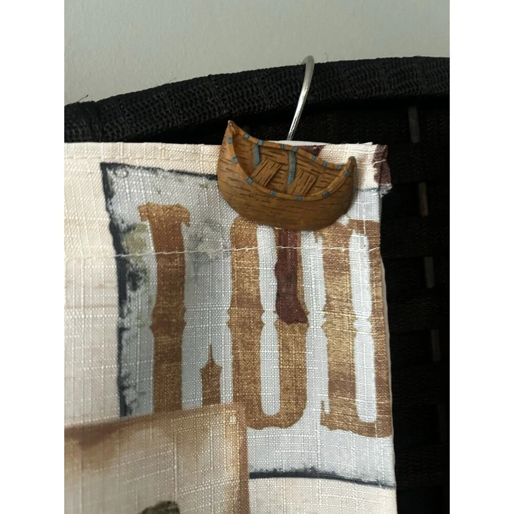 BACOVA Lodge Bear Moose Canoe Shower Curtain 72x72 w Liner & Wildlife Hooks Set
